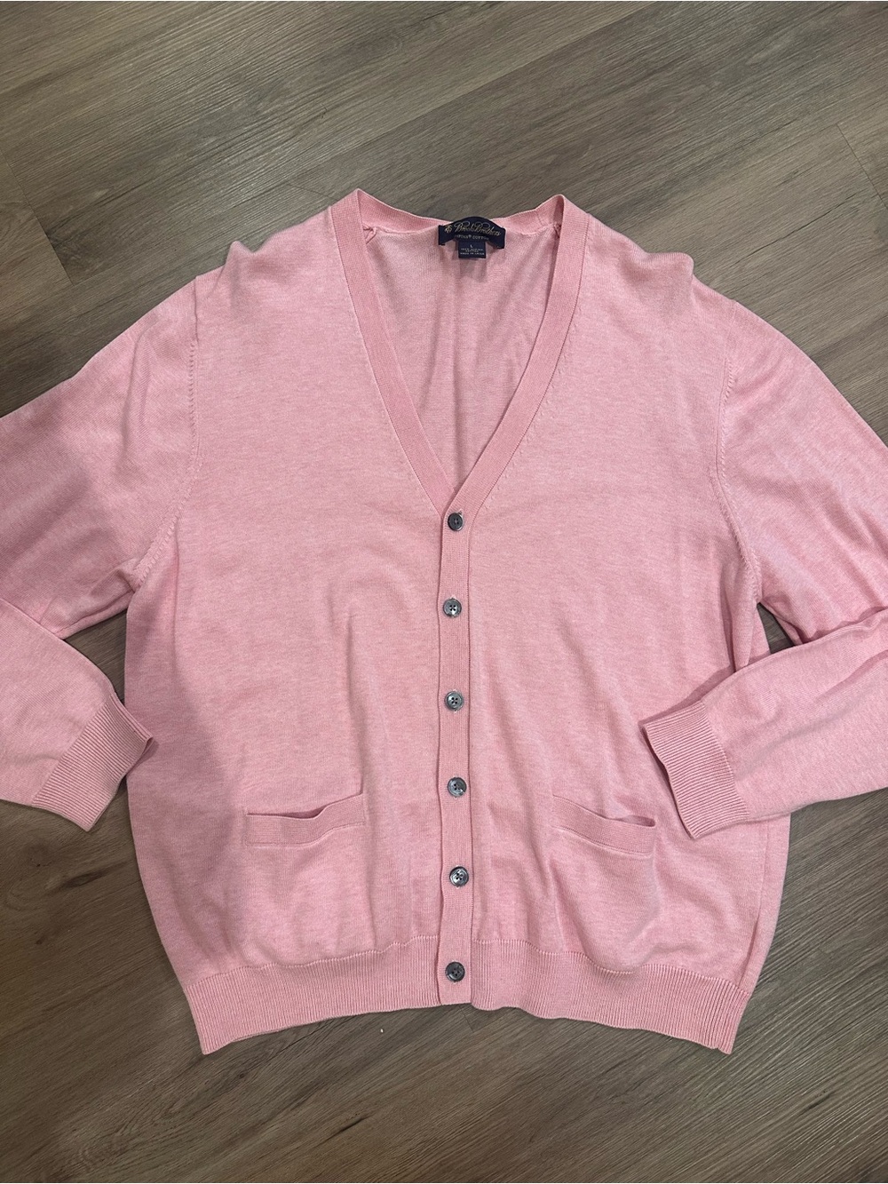 Brooks Brothers Men’s Pink V-Neck Button Cardigan Sweater